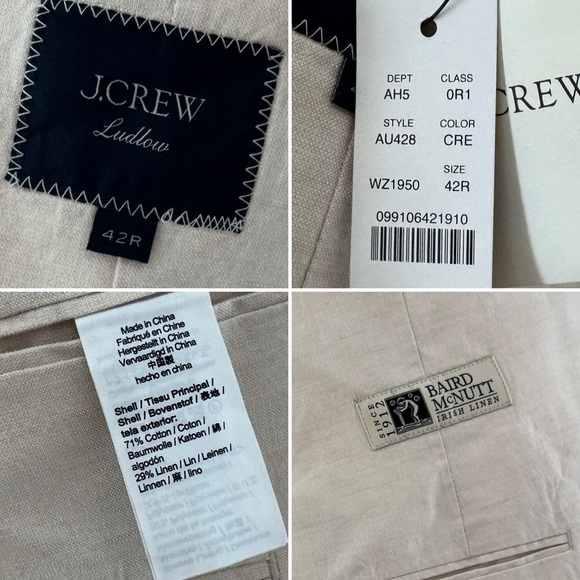 NWT J. Crew Ludlow Blazer Jacket Sport Coat Linen Cotton Classic Preppy 42R - Picture 14 of 15